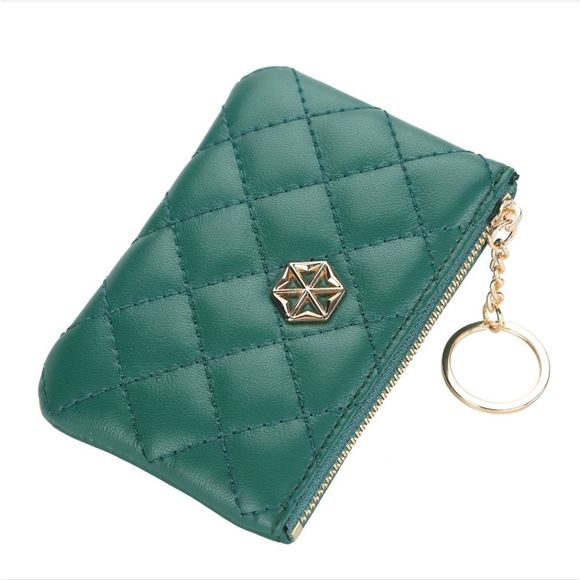 Women's Vegan Leather Zip Change Coin Purse Card Wallet with Keychain Ring Gifts - Picture 3 of 5